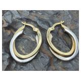 14k White Gold & Yellow Gold Earrings Turkey