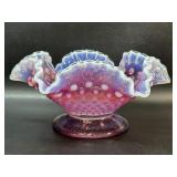 Fenton Glass Plum Opalescent hobnail Bowl Footed