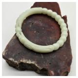 Carved Stone Celadon Dragon Bangle Bracelet