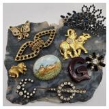 Vintage Brooch Lot w/ Elephants