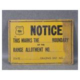 US Dept of Interior Grazing Notice Metal Sign