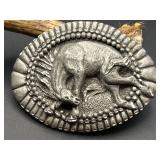 VINTAGE BRASS BUCKING BRONCO BELT BUCKLE BY EGE