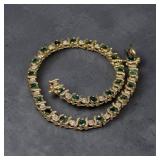 14K Yellow Gold Emerald & Diamond Tennis Bracelet