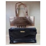 Nicole Miller Large Make Up Bag & Shiny Tote Bag