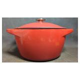 6.5 Quart Round Red Enameled Cast Iron Dutch Oven