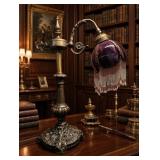 Victorian Art Nouveau Style Brass Piano Lamp w/