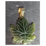 14K Yellow Gold & Jade Maple Leaf Pendant