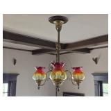 ca 1900 Amberina Globe Hanging Light Fixture TM