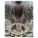 14k Fire Opal Pendant 9.8g total &10k Chain - Read