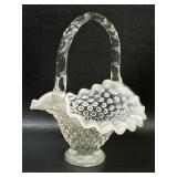 Fenton Art Glass White Opalescent Hobnail Basket