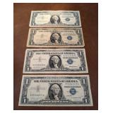 4- 1957 Blue Note One Dollar Bills