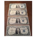 4- 1957 Blue Note One Dollar Bills