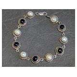 Sterling Silver 925 Mother of Pearl MOP & Onyx