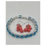 PINK CORAL RHODIUM OVER STERLING SILVER DANGLE