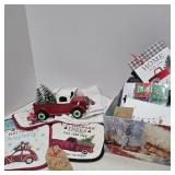 RED TRUCK CHRISTMAS, TOWELS, OVEN PADS, CHRISTMAS