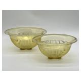 2 Vintage Federal Yellow Mixing Bowls w/ Ribbed