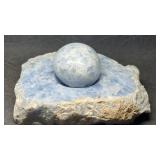 Natural Blue Celestite Egg on Matching Base -