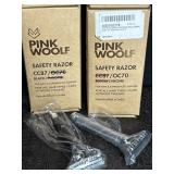 2 NOS PINK WOOLF SAFETY RAZORS ONE CHROME