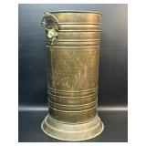 Vintage Metal Umbrella Stand Lion Face Handles