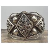 Silver Filigree Hinged Cuff Bracelet 45.39g