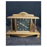 VINTAGE HANDCRAFTED WOOD MANTLE CLOCK W/ A ï¿½Pï¿½ ON