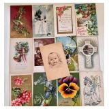 13 Antique Postcards Christmas + 100 Years Old