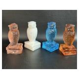 4 Vintage Degenhart Glass Owls On Books