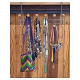 Costume Jewelry & Over-Door Rack w/ Mardi Gras