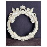 VINTAGE VICTORIAN STYLE CAST IRON CHERUB & WREATH
