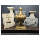 Heavy Stoneware Pillar Candle Holders, Rustic