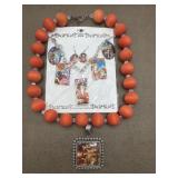 Cowgirl Pin Up Set, Wild West Pendant & Coral