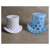 Fenton ? Blue Opalescent Coindot Top Hat &