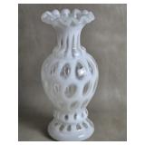 Fenton ? Opalescent Coindot Vase White