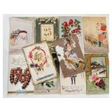 10 Antique Postcards Christmas/ New Years