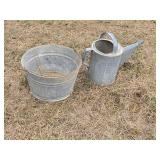 Old Galvanized Bucket & Watering Can