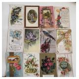 12 Antique Postcards