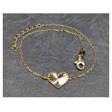 14k Yellow Gold Fluted Heart Bracelet From Barsky