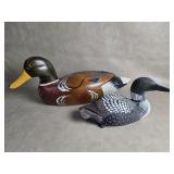 Common Loon & Duck Decoy Decor Hand Painted ,