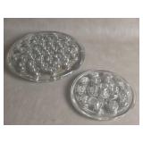 Pair Of Lrg Round Clear Glass Flower Frogs