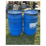 2 PLASTIC 55 GALLON BARRELS W/ CONTENT RESIDUE