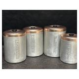 VINTAGE ALUMINUM CANISTER SET FLOUR, SUGAR,