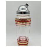 VINTAGE ART DECO COCKTAIL SHAKER W/ RED & GOLD