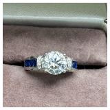 New GRA Moissanite Ring Marked 925 w/ Blue Side