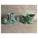 Van Briggle Flower Frog & Mccoy Cornucopia Shell