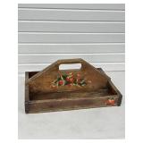 VINTAGE WOOD STRAWBERRY CADDY W/ METAL REINFORCED