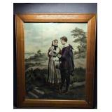 Antique Lithograph of John Alden and Priscilla