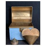 COPPER & BRASS SMALL PAINTED TRUNK, HEART WALL