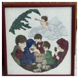 Framed Counted Cross Stitch Nativity Precious