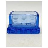 BLUE GLASS TRAIN CAR TOOTHPICK HOLDER? TIAWAN