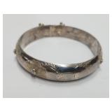 Sterling Silver Cuff Bracelet Engraved Flowers